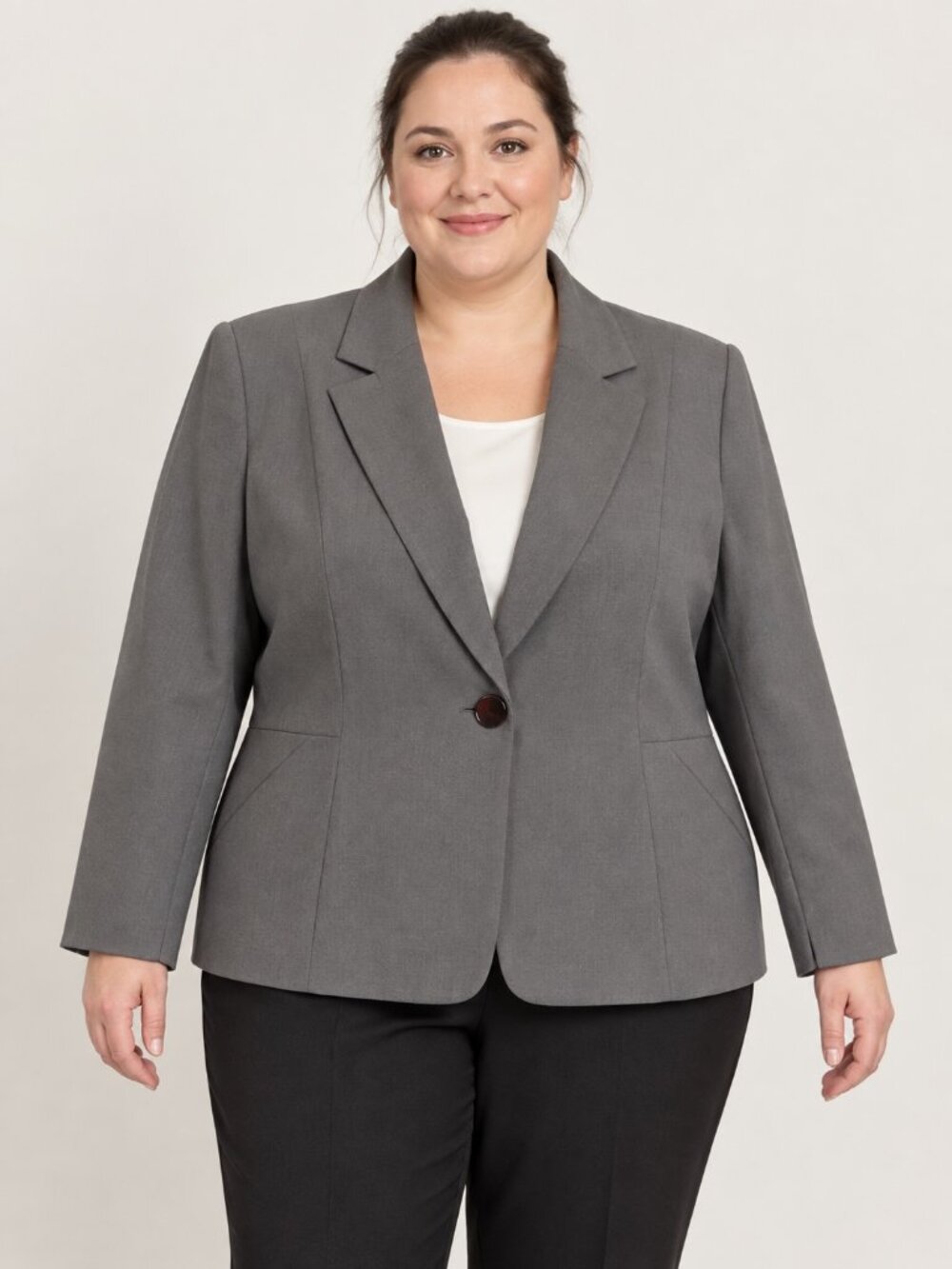 Le Suit Woman Gray One Button Blazer Jacket Women's Plus Size 20W